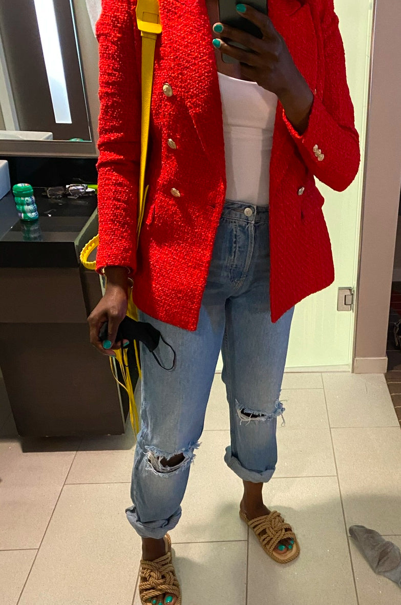 Red Tweed Zara Blazer