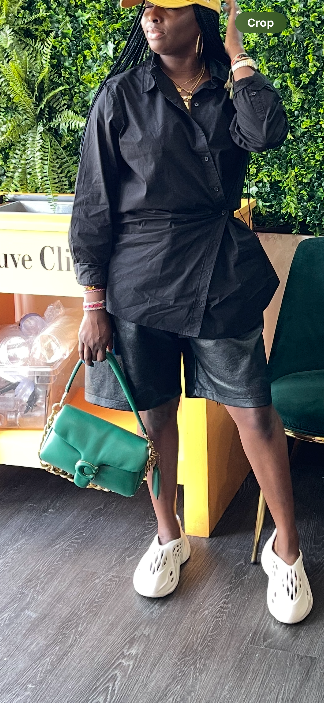 Black button up with waist closure