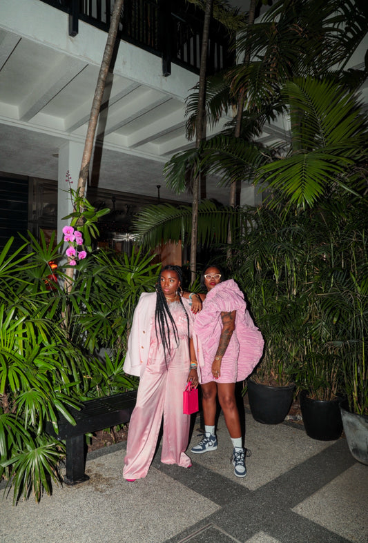 Pink wide leg satin pant