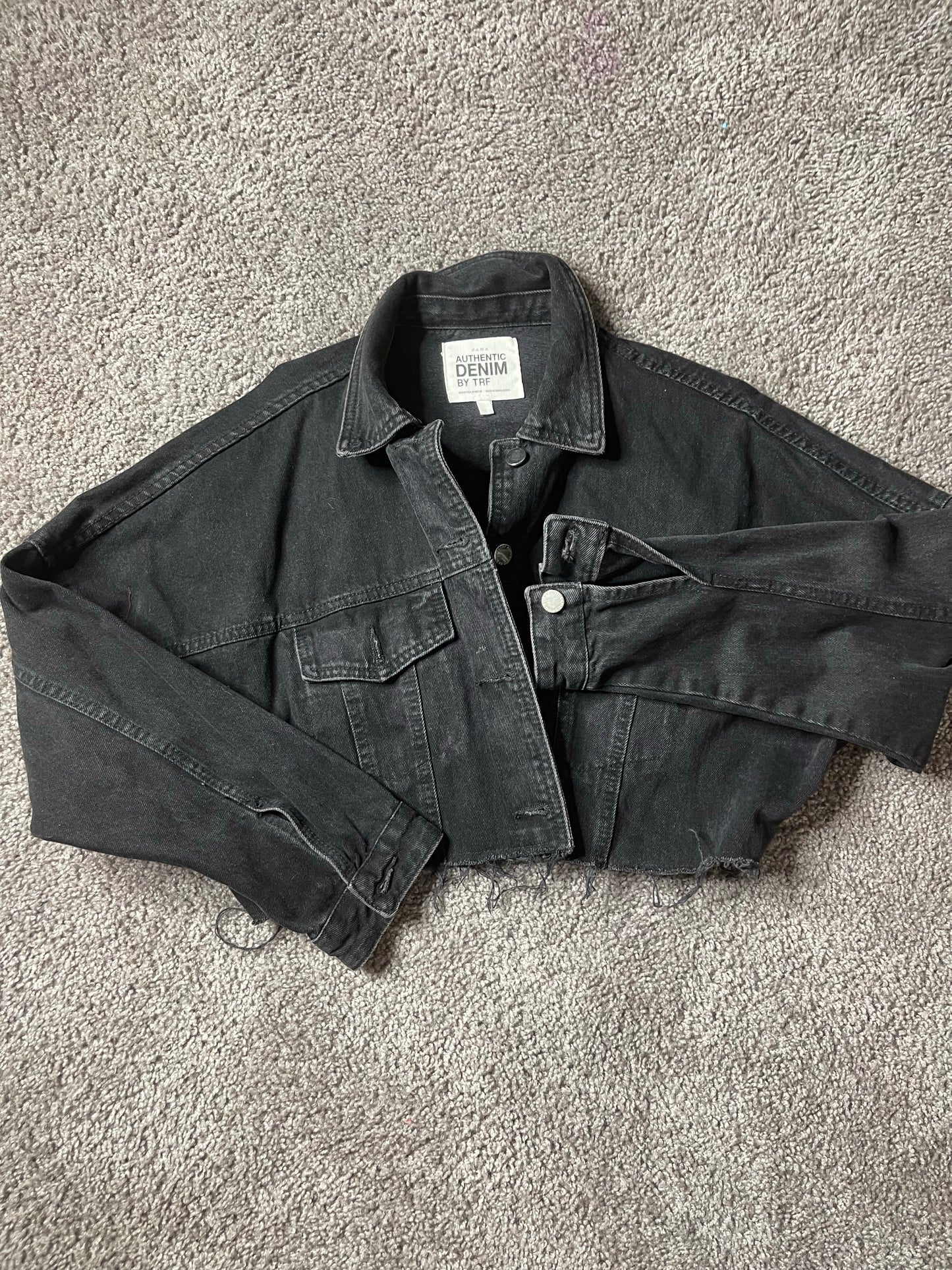 Zara Black Cropped Jean Jacket