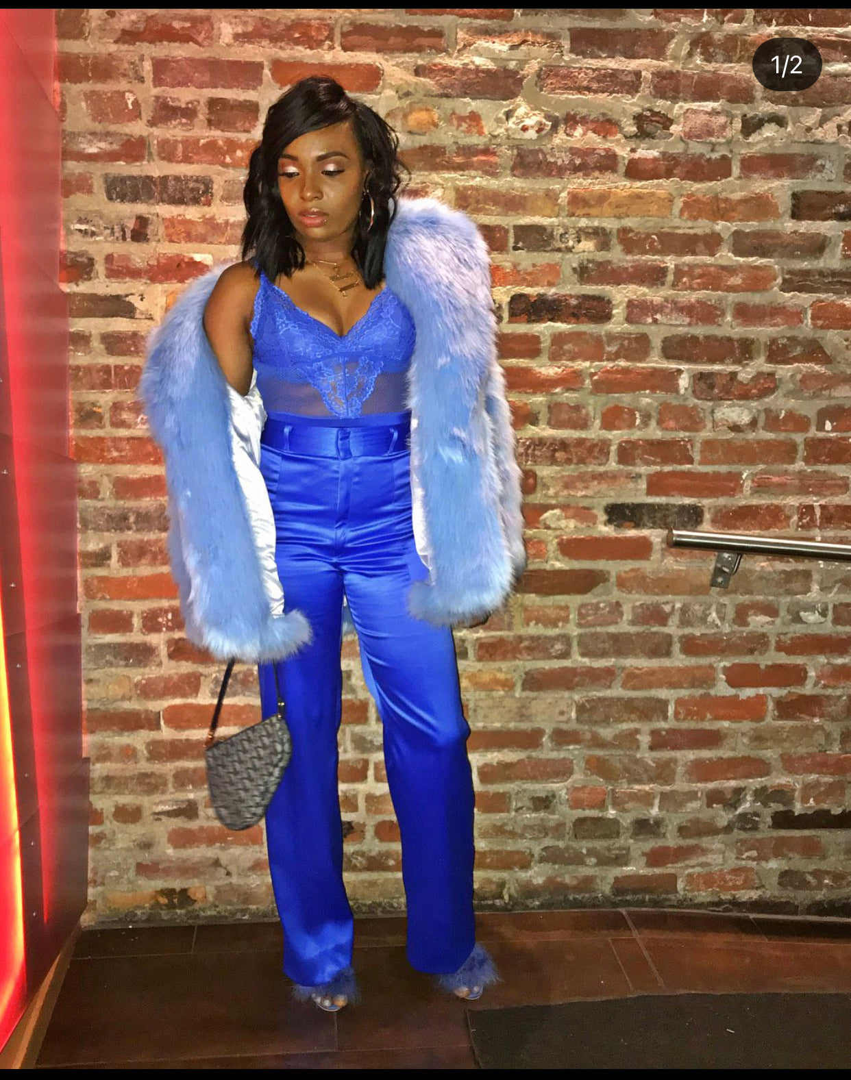 H&M Ice Blue Faux Fur